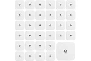 ROONTIN Electrodos Pads TENS - 32 Unidades de Gel Autoadhesivo 50x50mm con Conector 3.5mm Compatible con Dispositivos Sanitas y Beurer