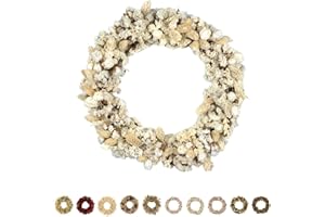 ‎HOLIKI PHILARO Trockenblumenkranz Slim Beige Ø 29cm - kein Plastik I Trockenblumen Premium Qualität aus Europa - Türkranz - Tischkranz - Wandkranz - Trockenblumenkranz