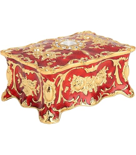 Cofanetto Portagioelli Vintage In Metallo PATIKIL – Viola, Quadrato 7,5 Cm, In Lega Di Zinco Con Fodera Morbida, Porta Anelli E Orecchini - 2
