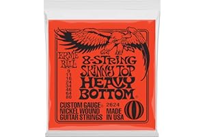 Ernie Ball Skinny Top Heavy Bottom Slinky E-Gitarrensaiten, für 8-Saiter, Stärke 9–80
