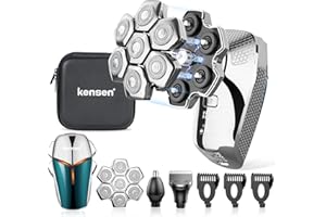 Kensen Golarka elektryczna męska IPX7 Wodoodporna brzytwa Łysy Głowica Mężczyzna Pływająca 7D Sucha i Na Mokro Maszynka do strzyżenia Włosów Mężczyźni, Łysy Akumulator typu C, przenośna maszynka do