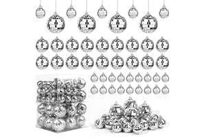 ASelected Lot de 72 Boules à Facettes Argentées - Petit Disco Miroir à Suspendre pour Décoration d'Arbre de Noël et Célébration de Mariage