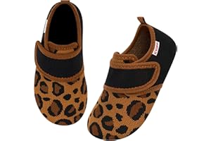 Kyopp Hausschuhe Kinder Barfussschuhe Klettverschluss für Jungen Mädchen Atmungsaktive Breite Pantoffeln Rutschfest Kindergarten Slippers