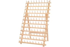 Curtzy 120 Spool Wooden Thread Rack Holder - Thread Organiser Stand with Wall Hanging Hooks - Standing or Wall Mounted - Beech Wood Sewing Spool Holder for Embroidery, Quilting and Sewing Threads