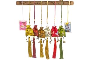 ARJDXDP Omamori Charms 8 Stück Omamori Charme Japanischer Schrein Glück Segen Tasche Anhänger, Glück Segen Tasche Omamori Gesundheit Glücksbringer Omamori Charme Geschenk für Familie Freundin Auto Anhänger