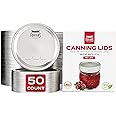 FORJARS Wide Mouth Canning Lids, 50-Pack – Create Airtight Seals on Mason Jars to Preserve Food for Meal Prep & Emergency Food Storage – 3.4 In. Metal Lids with Silicone Seals – Canning Supplies