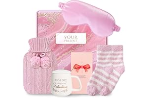 YORFULL Gift Set for Her,Hot Water Bottle Gift Set with 12 oz Hot Chocolate Mug Christmas Socks 17 oz Hot Water Bottle Christmas Gifts for Women Girls