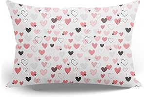 PinkZebra 50 x 70 cm Housse de coussin pour enfant en 100 % coton - Certifié Öko-Tex Standard 100 - Housses pour enfants avec fermeture éclair - Fabriqué en UE - Cœurs