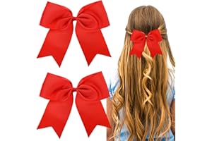 Sibba Grandi Fiocchi Rossi Di Colore Solido 2 Pezzi Da 8 Pollici Con Fermagli Per Capelli A Coccodrillo Ragazze E Donne Forcina Che Tiene Diapositive Clip In Metallo Accessori Barrette Francesi Rosso