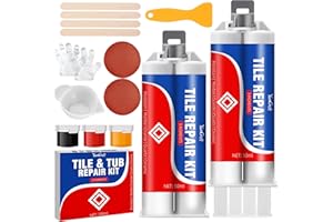 YUMCRAFT Kit de reparación de porcelana para bañera, azulejos y ducha, relleno de fibra de vidrio y reparación de grietas, abolladuras y agujeros