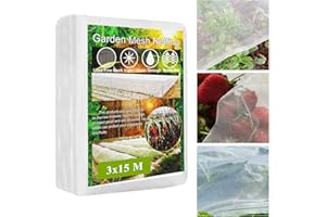 MQHUAYU Gemüseschutznetz Insektenschutznetz Kulturschutznetz, 3x15m Gartennetz für Pflanzen Netz Feinmaschig, für Beschützen Pflanzen und Gemüse Obst Blumen Gewächshaus,zum effektiven Schutz vor Schädlingen