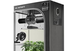 AC Infinity Advance Grow System 2 x 2, wbudowany zestaw namiotów hodowlanych, inteligentne sterowanie temperaturą do automatyzacji przepływu powietrza, planowanie pełnego spektrum światła wzrostu LED