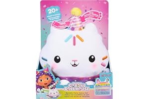 DREAMWORKS GABBY'S DOLLHOUSE Gabby et la Maison Magique - Gabby Dollhouse - Peluche Interactive P'tiChou 25 Cm - Peluche Chat - Sons Lumières - Gabby Chat - Dessin Animé Jouet Gabby Et La Maison Magique - Jouet Enfant 3 Ans Et +