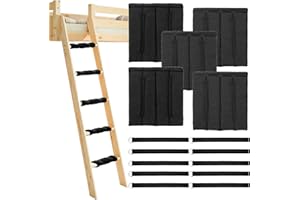 BTSKY Jeu de 5 Coussins pour échelle de lit superposé avec 10 Sangles de Fixation réglables - Housse en Mousse antidérapante Noire pour escabeau, échelle de lit, échelle télescopique