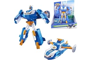 Super Wings 2-in-1 Mini World Aircraft Verwandlungsroboter mit Licht- und Soundeffekten, Transformable Spielzeug für Mädchen und Jungen ab 3 Jahren, blau