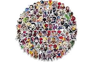 Canverlens Lot de 100 Autocollants Super héros Avengers étanches pour Ordinateur Portable, Bouteille d'eau, Voiture, Tasse, Guitare, Skateboard, Bagages, vélo, Cadeau pour Enfants/Adolescents