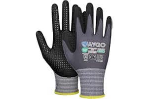 KAYGO guanti da lavoro MicroFoam Nitrile rivestito con punti di presa sul palmo per antiscivolo 3 paia, KG19N, ideale per uso generale leggero lavoro, automobilistico, magazzino (Grigio, L, taglia 9)