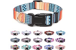 Suredoo Adjustable Nylon Dog Collar with Patterns, Soft Comfy Pet Collar for Small Medium Large Dogs (S, Bohemian Orange)