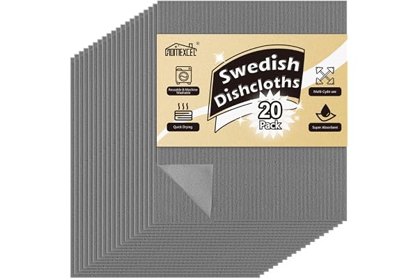 HOMEXCEL Svenska disktrasor för kök 20-pack, svampdisktrasa för bänk och disk, återanvändbara och absorberande pappershanddukar
