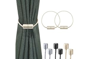 Milaloko 2 szt. Silna magnetyczna zasłona Tiebacks z grubszą ozdobną liną skrętną krawat z tyłu uchwyty do zasłon okiennych, beżowy