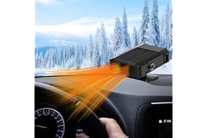 Ownicee Calefactor para Coche Portátil 12V 150W, Calentador de Coche 2 en 1 Calor/Frío con Ventilador, Desempañador y Descongelador de Parabrisas, Giratorio 360° con Enchufe de Mechero
