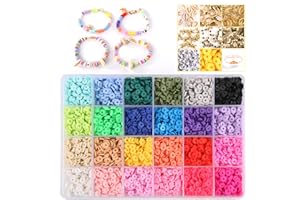 YUSHENGTAI 5400 Piezas Mini Cuentas de Rosca, 24 Colores Arcilla Perlas Colores Kit para Artesanales Joyas, Pulseras, Collares Diy, Regalos Con Cuentas A Mano, Aptos Regalo para NiñOs O Amigos