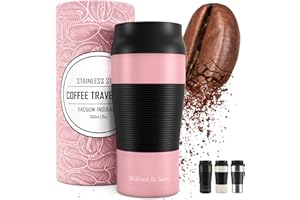 WILFORD & SONS Mug Isotherme Transportable en Acier Inoxydable – 360 ml | Tasse à Café Inox Double-Paroi isolée sous-vide, sans BPA, étanche, lavable au lave-vaisselle | Thermos de voyage réutilisable Thé
