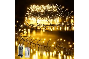 ‎OLLNY Ollny 6 m Outdoor Fairy Lights, 400 LEDs, Fairy Lights with 8 Modes and Timer, Cluster Fairy Lights, IP44 Waterproof with Plug, for Christmas Tree, Wedding, Party (Warm White)