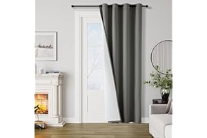 MIULEE Rideau Thermique Isolant Anti Froid et Chaleur avec Doublure, Gris Rideau de Porte Isolant Thermique Lot de 1, Double Rideaux Occultant et Thermique Epais 132x225 CM