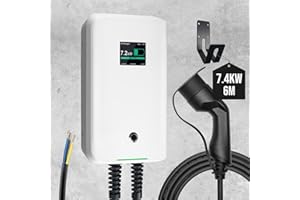 Morec 7kw ev Chargeur Monophasé Type 2 32A Station de Charge EU Standard wallbox IEC 62196-2 avec câble d'alimentation pour boîte de Distribution Boîte Rapide 6,1 m