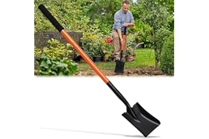 ABTOOL Kleine Gartenschaufeln zum Graben, quadratische Spaten, Strandschaufeln für Kinder mit 110 cm Griff, robuste tragbare Metallschaufel für Gartenarbeit, Camping, Graben, Landschaftsbau, Off-Road, Orange