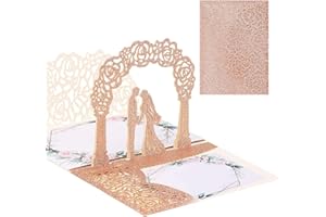 AIBAOBAO Kartka ślubna 3D, kartka pop-up, kartka na wesele, kartka walentynkowa, kartka rocznicowa, kartka miłosna z kopertą, prezent ślubny dla pary młodej