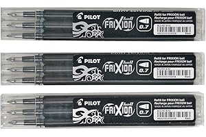PILOT Frixion Erasable Pens, Bundle of 9 Refill Black Gel Ink Fine Point 07