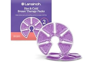 Lansinoh Hot & Cold Breast Therapy Gel Pads - 2 Pack with Soft Covers - Breastfeeding Compress - Helps Relieve discomfort from Common Breast Feeding Conditions - Hospital Bag Maternity Essentials