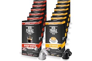 ‎DER-FRANZ Kapsułki do kawy kompatybilne z Nespresso, 12 x 10 Kapsułki (60 x Crema, 60 x Espresso)