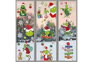 AURASKY Natalizi Adesivi Finestre Vetrofanie, 9 Natalizi Autoadesive Sticker Adesivi per Finestre, Natalizi Decalcomanie Decori Feste Decorazioni Decal Decorativi