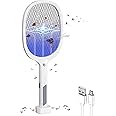 GIGAWATTS with GW Autokill 2-in-1 Mosquito Racket 1200mAh Battery USB Charging LED Light Insect Bugs Trap Fly Swatter for Indoor Home Outdoor (White, 3-Months Warranty, Charged Before First USE)