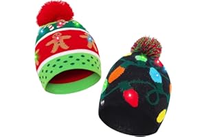 Achort Sombrero LED Light Up Sombrero Beanie Gorro Sombrero 6 LED Christmas Christmas Hat Sombrero de Sombrero de Nieve Invernal Sombrero Feo Sombrero Beanie Cap para Hombres Mujeres Niños Niñas