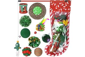 Jinlaili 10 Piezas Juguetes de Navidad para Gatos, Juguetes para Gatos interactivos, Navidad Juguetes para Gatos, Juguetes para Gatitos Pequeños Varita Teaser para Gatos, Regalos para Gatos (Verde)