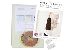 Easyblinds easyblackout Blackout Blind, Any Shape/Size Up To 250 x 135cm, CREAM (others available), Self-Adhesive Attachments, Patented Design For Full Blackout, Easy To Use, Temporary Or Permanent