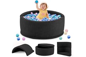 Aunekiv Bällebad ohne Bälle für Baby ab 1 Jahr, 7-in-1 Multifunktionales Schaumstoff Bällepool Ballgruben Kinder, Schwarz