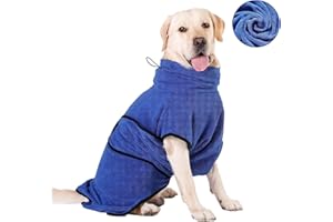 HAPPY HACHI Accappatoio per Cani Microfibra Assorbente, Asciugamano per Gatti Morbida Bagno Asciugatura Rapida Facilità Lavaggio Cappotto(S Blu)