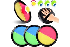 QOUBNIC Velcro Ball Toy with 4 Bats & 5 Balls, Velcro Ball Game Throwing Game Children Velcro Ball Game Velcro Ball Beach Toy Throwing Game Beach Garden Activity for Kids from 3 to 10 Years