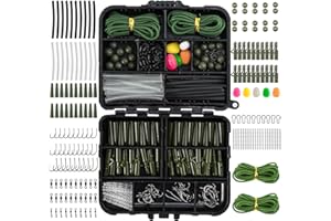 Dr.Fish 278pcs Carp Fishing Tackle Set in Box, Carp Fishing Accessories Include Hooks, Safety Clips and Swivels, Beads, Boilie Stops, Corn, Tube, Hair Rigs and other for Making Rigs