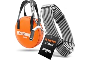 Meisterfaktur Spirala do czyszczenia rur 3.0 [15 m] – bardzo długa – idealna spirala odpływowa do przyjaznego dla środowiska czyszczenia rur – spirala rurowa dla prawdziwych majsterkowiczów (15 m –