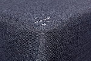 ‎TEXPOT texpot Gartentischdecke 110 x 110 cm in Dunkelgrau mit Leinen Optik Lotuseffekt Fleckschutz Bügelfrei Tischdecke