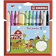 STABILO Trio Jumbo - Extra-Thick Fibre-Tip Pen - Pack of 12 - Assorted Colours