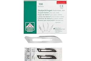 Shehadeh - 100 Stück sterile Skalpellklingen Figur 20 für Skalpellhalter Nr. 4 - Extrem scharf