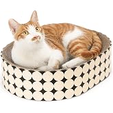 FUKUMARU Rascador para gatos, tablero rascador ovalado para gatos, tablero rascador para gatos fabricado en cart&oacute;n de alta ca