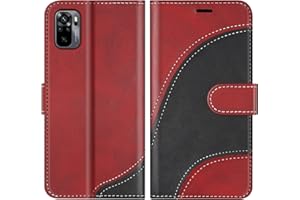 BoxTii Funda para Xiaomi Redmi Note 10 4G / Redmi Note 10S, Funda de PU Cuero para Xiaomi Redmi Note 10 4G / Redmi Note 10S, Magnético Carcasa Libro con Ranuras para Tarjetas, Rojo